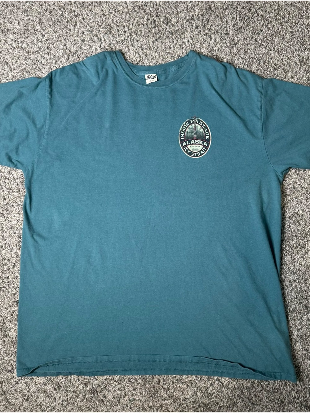 Blue 84 Alaska Icy Strait Inside Passage Graphic T-Shirt Teal Blue XL